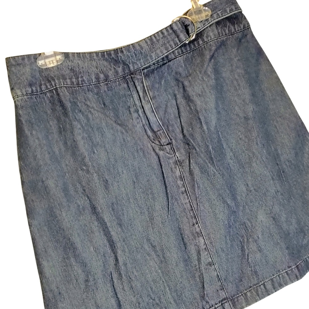 Van Heusen Womens Blue Denim Skort Size 12 Cotton Mini Skirt with Shorts D-Ring